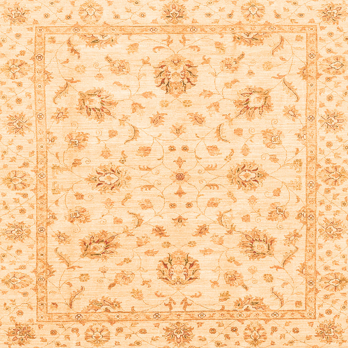 Square Machine Washable Oriental Orange Modern Area Rugs, wshabs3400org
