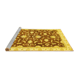 Sideview of Machine Washable Oriental Yellow Modern Rug, wshabs3401yw
