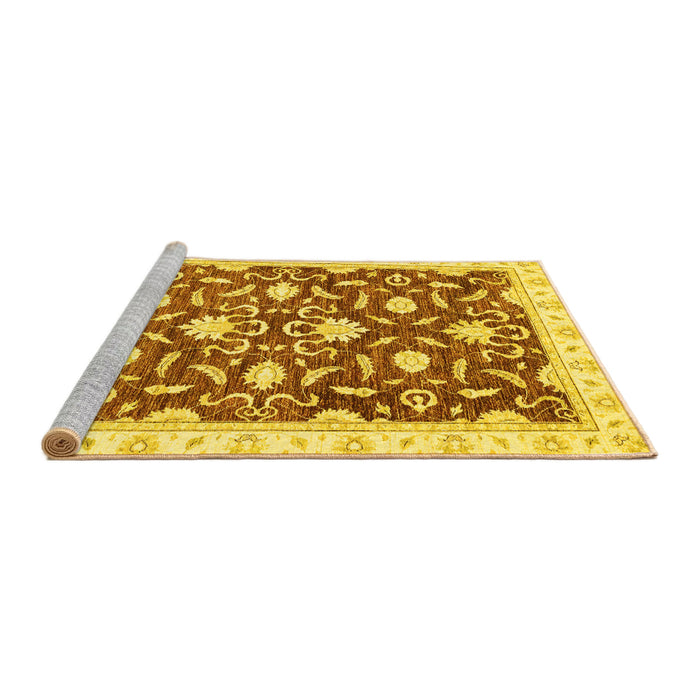 Sideview of Machine Washable Oriental Yellow Modern Rug, wshabs3401yw