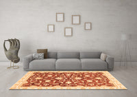 Machine Washable Oriental Orange Modern Rug, wshabs3401org