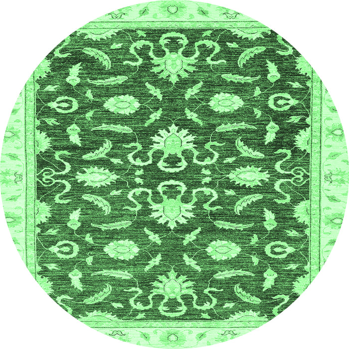 Round Oriental Emerald Green Modern Rug, abs3401emgrn