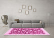 Machine Washable Oriental Pink Modern Rug in a Living Room, wshabs3401pnk