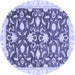 Round Machine Washable Oriental Blue Modern Rug, wshabs3401blu