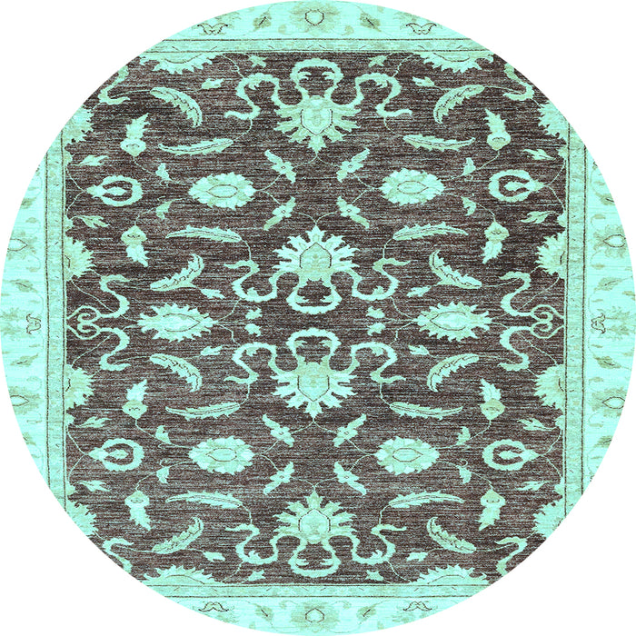 Round Oriental Light Blue Modern Rug, abs3401lblu