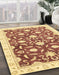 Abstract Mustard Yellow Oriental Rug in Family Room, abs3401