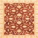 Square Machine Washable Oriental Orange Modern Area Rugs, wshabs3401org