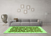 Machine Washable Oriental Green Modern Area Rugs in a Living Room,, wshabs3401grn