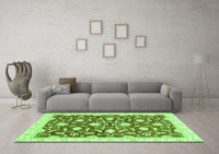 Machine Washable Oriental Green Modern Rug, wshabs3401grn