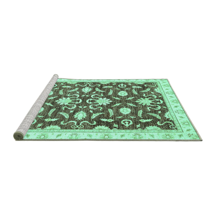 Sideview of Machine Washable Oriental Turquoise Modern Area Rugs, wshabs3401turq
