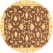 Round Machine Washable Oriental Brown Modern Rug, wshabs3401brn