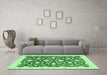 Machine Washable Oriental Emerald Green Modern Area Rugs in a Living Room,, wshabs3401emgrn