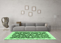 Machine Washable Oriental Emerald Green Modern Rug, wshabs3401emgrn