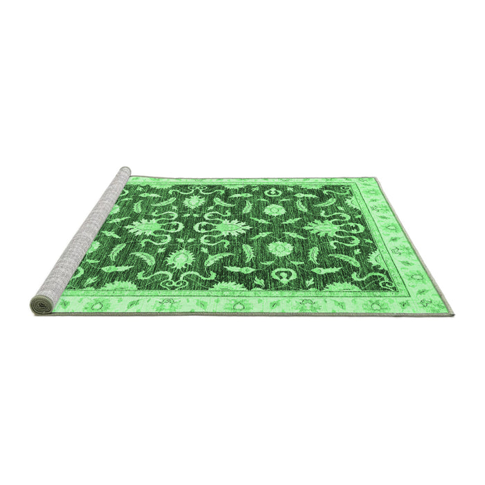 Sideview of Machine Washable Oriental Emerald Green Modern Area Rugs, wshabs3401emgrn