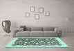 Machine Washable Oriental Light Blue Modern Rug in a Living Room, wshabs3401lblu