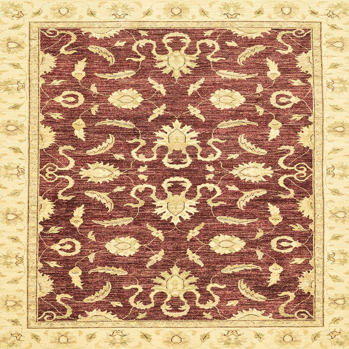 Square Machine Washable Abstract Mustard Yellow Rug, wshabs3401