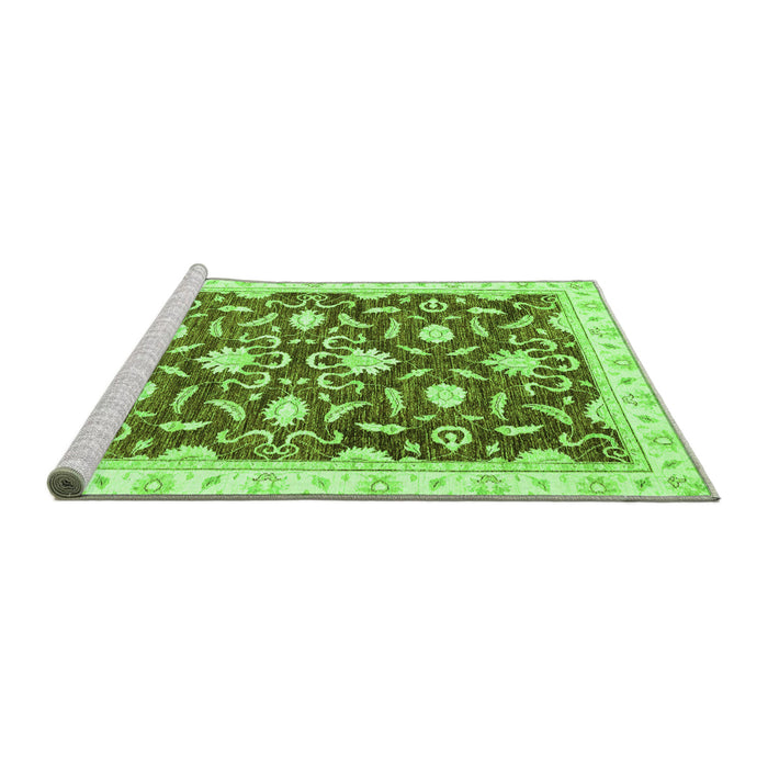 Sideview of Machine Washable Oriental Green Modern Area Rugs, wshabs3401grn