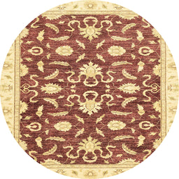 Round Machine Washable Abstract Mustard Yellow Rug, wshabs3401
