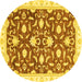 Round Machine Washable Oriental Yellow Modern Rug, wshabs3401yw