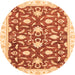 Round Machine Washable Oriental Orange Modern Area Rugs, wshabs3401org