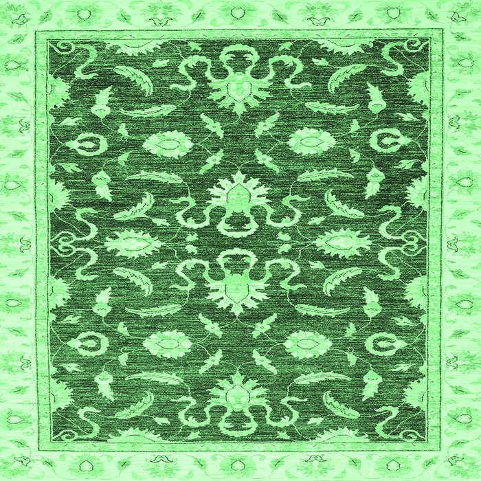 Square Machine Washable Oriental Emerald Green Modern Area Rugs, wshabs3401emgrn