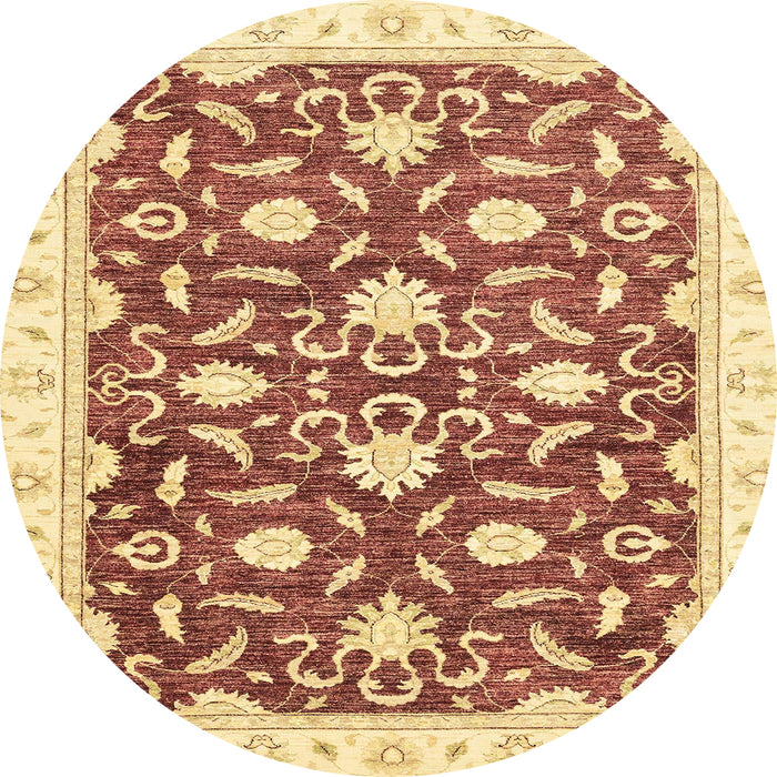 Round Abstract Mustard Yellow Oriental Rug, abs3401