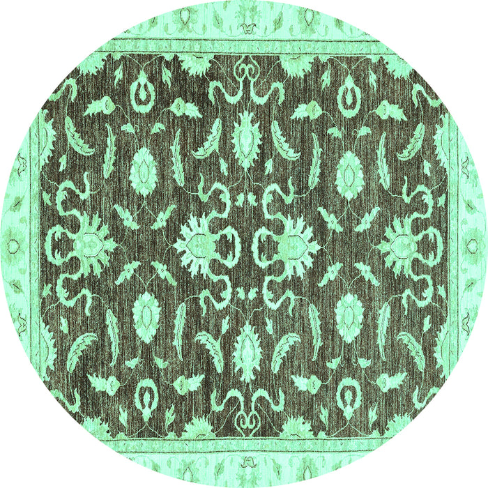 Round Oriental Turquoise Modern Rug, abs3401turq
