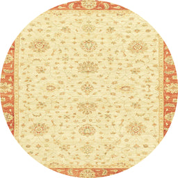 Round Abstract Sun Yellow Oriental Rug, abs3402