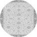 Round Machine Washable Oriental Gray Traditional Rug, wshabs3402gry