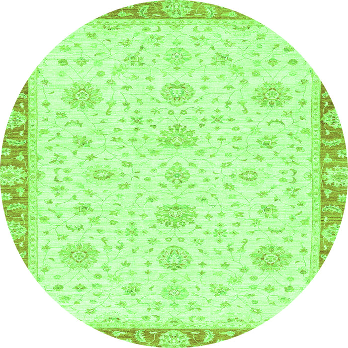 Round Machine Washable Oriental Green Traditional Area Rugs, wshabs3402grn