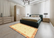 Abstract Sun Yellow Oriental Rug in a Bedroom, abs3402