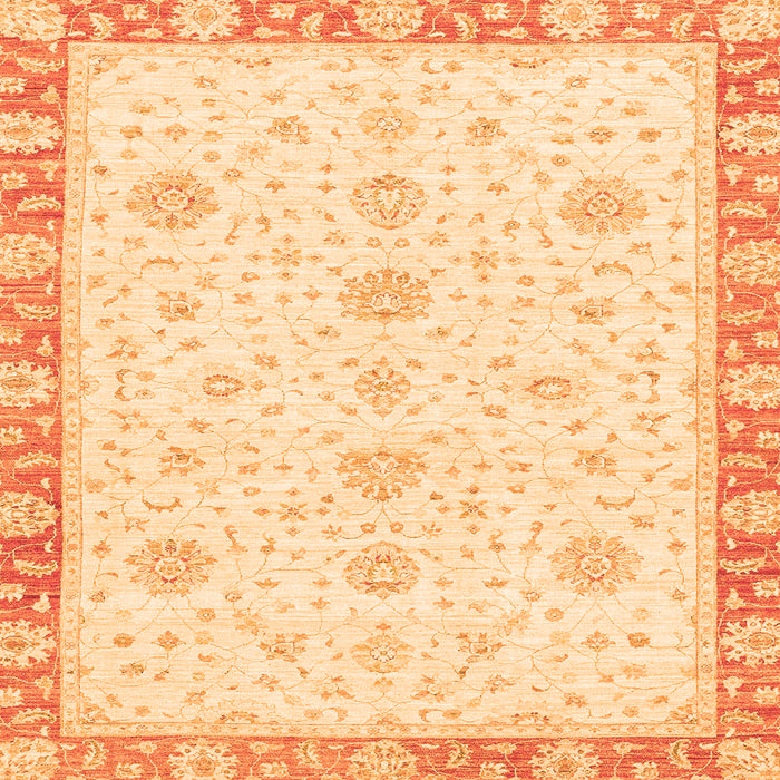 Square Machine Washable Oriental Orange Traditional Area Rugs, wshabs3402org