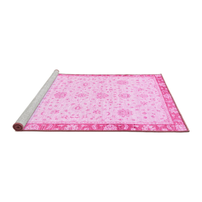 Sideview of Machine Washable Oriental Pink Traditional Rug, wshabs3402pnk