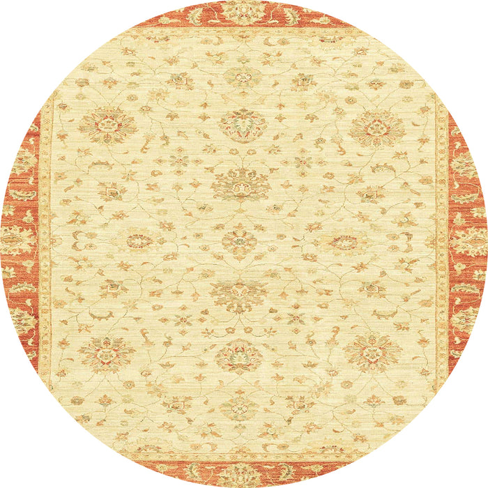 Round Machine Washable Abstract Sun Yellow Rug, wshabs3402
