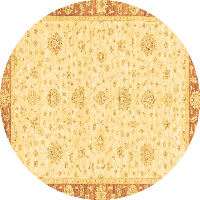 Round Oriental Brown Traditional Rug, abs3402brn