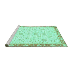 Sideview of Machine Washable Oriental Turquoise Traditional Area Rugs, wshabs3402turq