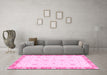 Machine Washable Oriental Pink Traditional Rug in a Living Room, wshabs3402pnk