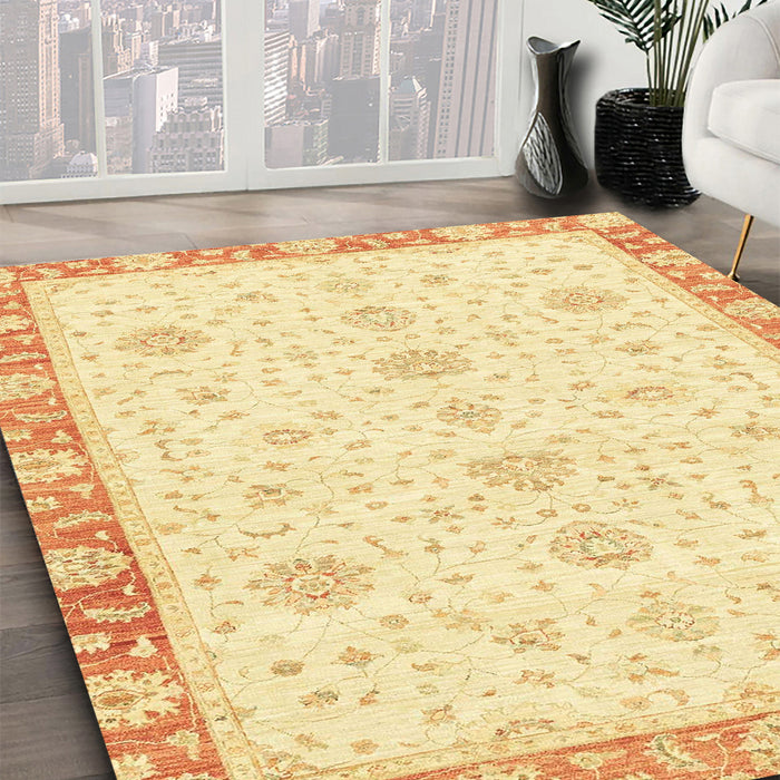 Machine Washable Abstract Sun Yellow Rug in a Family Room, wshabs3402
