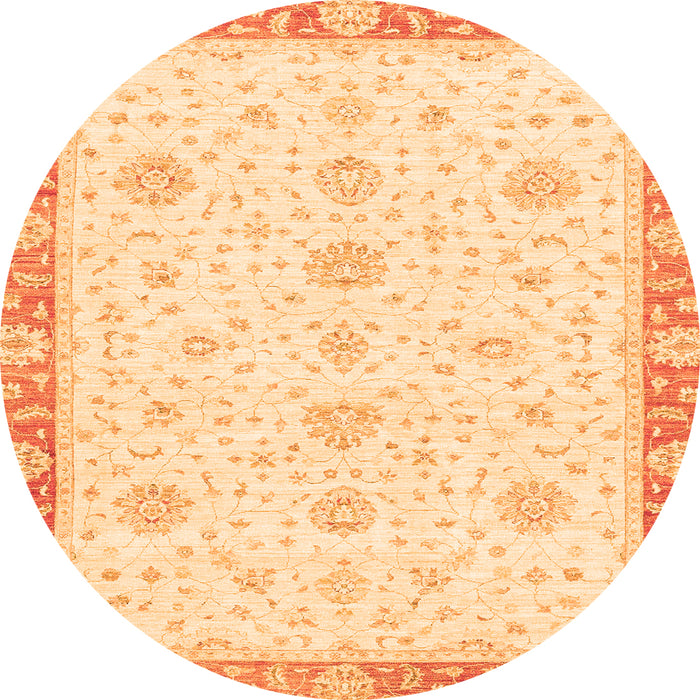 Round Oriental Orange Traditional Rug, abs3402org