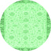 Round Oriental Emerald Green Traditional Rug, abs3402emgrn