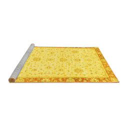 Sideview of Machine Washable Oriental Yellow Traditional Rug, wshabs3402yw