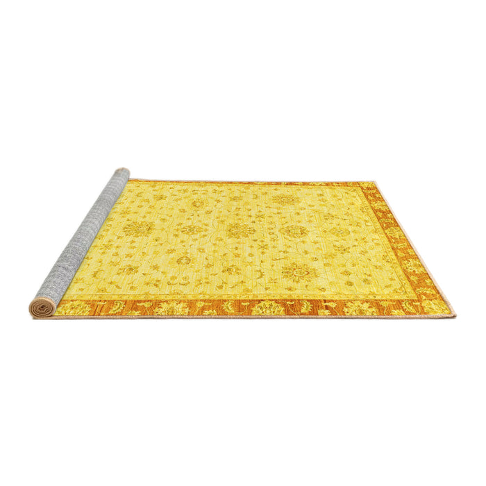 Sideview of Machine Washable Oriental Yellow Traditional Rug, wshabs3402yw