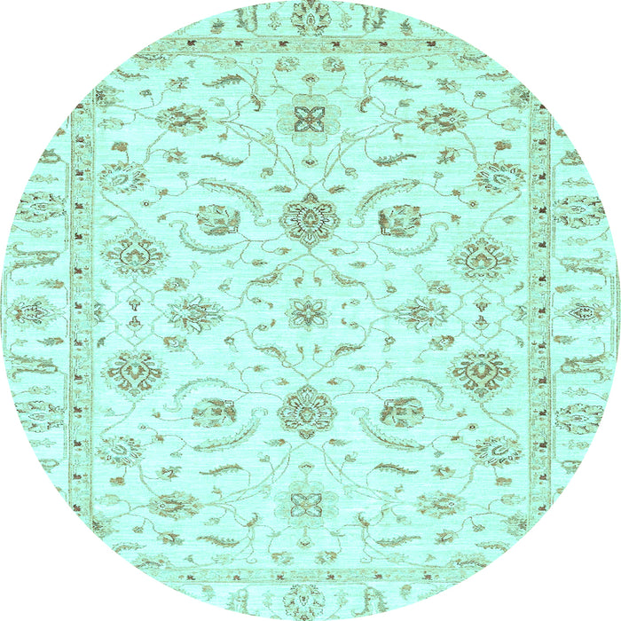 Round Oriental Light Blue Traditional Rug, abs3403lblu