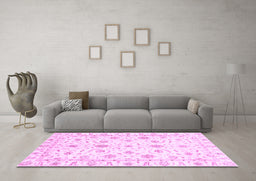 Machine Washable Oriental Purple Traditional Area Rugs in a Living Room, wshabs3403pur