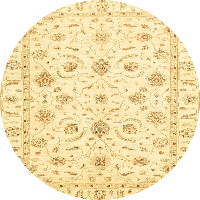 Round Machine Washable Abstract Sun Yellow Rug, wshabs3403