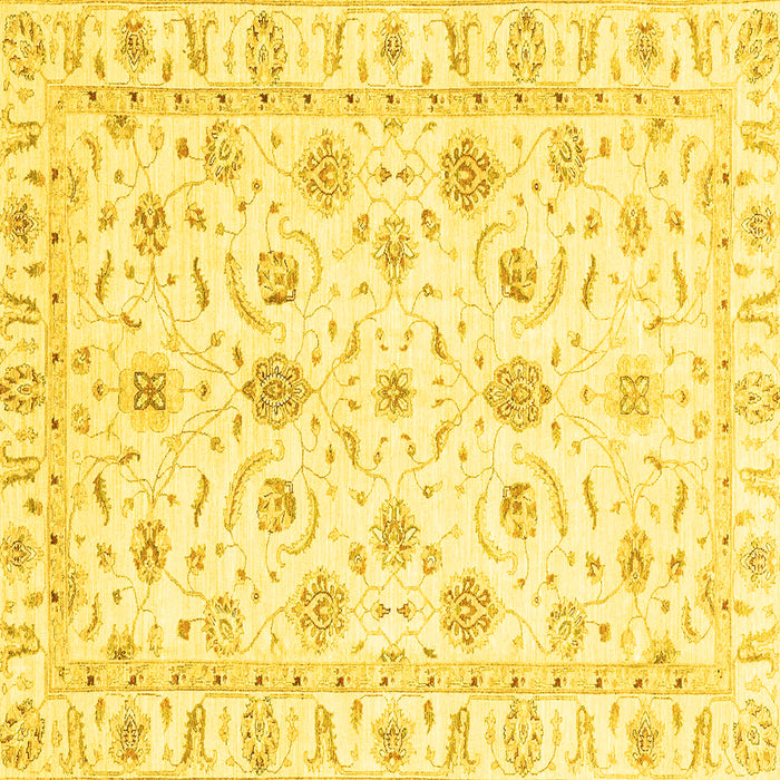 Square Machine Washable Oriental Yellow Traditional Rug, wshabs3403yw