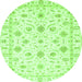 Round Oriental Green Traditional Rug, abs3403grn