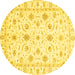 Round Oriental Yellow Traditional Rug, abs3403yw