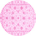 Round Oriental Pink Traditional Rug, abs3403pnk