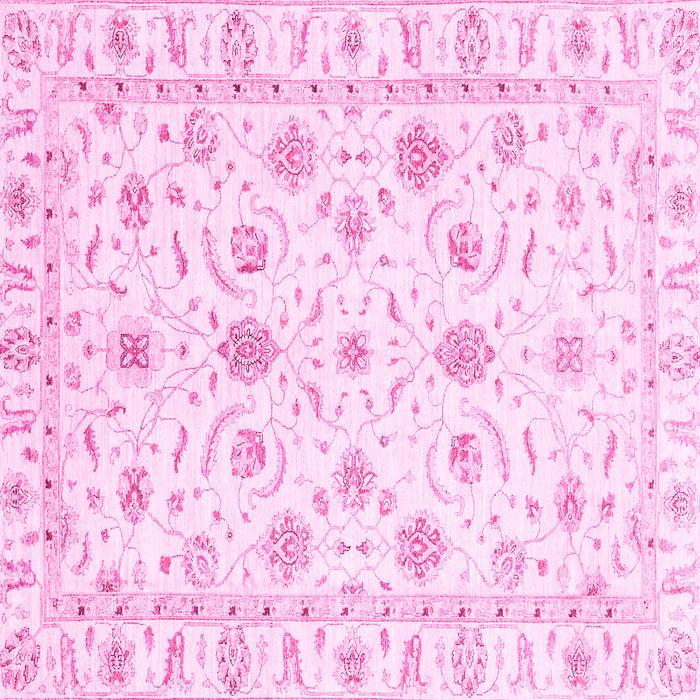 Square Machine Washable Oriental Pink Traditional Rug, wshabs3403pnk