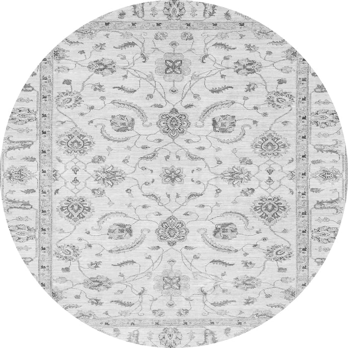 Round Machine Washable Oriental Gray Traditional Rug, wshabs3403gry